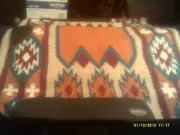 Saddle Pad Showman Memory Foam Aztec and Cross Design Orange, Blue & Cream