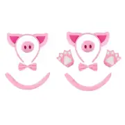 Pig Costume Set Accessories Ears Headband Nose Bowtie Tail for Carnival