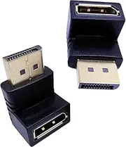 tunghey 2Pack Right Angle 90 Degree DP DisplayPort Male to Female Extension Adapter