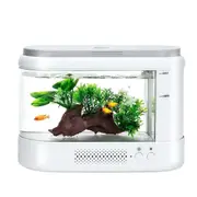 HYGGER Small 6. 8 Litre Betta Fish Tank with LED Light - White