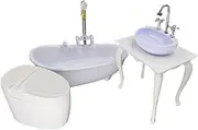 Bathroom Accessories for 1/6 Scale Dollhouse, Collectible Toy, Props Doll Model, Miniature Bathtub, Toilet, Vanity Model for