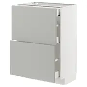 METOD / MAXIMERA base cab with 2 fronts/3 drawers, white/Havstorp light grey, 60x37x80 cm
