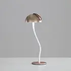 Corrugated Gold Lamp Cap Elegant Curved Stem Mushroom Desk Lamp - Adjustable LED