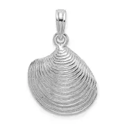 14k White Gold Textured Clam Shell Charm