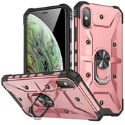 Shockproof Magnetic With Ring Holder Cover Case For iPhone x - Rose Gold