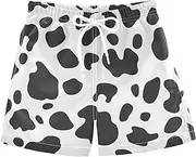 [sanluoli] White Black Cow Leopard Print Inseam Bathing Suit Youth Swim Board Shorts Lightweight Compression Liner Swimwear 2T, White Black Cow Leopard Print, 3 Years