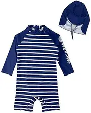 [weVSwe] Baby Swimsuit UPF 50+ Sun Protection Long Sleeve Toddler Bathing Suit Boy Girls with Adjustable Sun Hat 0-3 Years