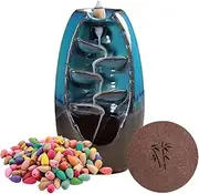 [My Incense Waterfall] Backflow Incense Burner with 100 Incense Cones - Ceramic Backflow Incense Holder for Relaxation & Meditation - Aromatherapy Home Decor Ornament