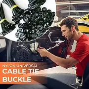 50/100pcs Nylon Universal Cable Tie Buckle, 2025 Heavy Duty Self-Locking Zip Tie Clip, Car Fastener for Fenders, Engine Guards, UV Resistant Small Black Strap