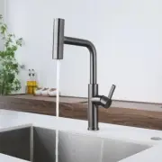 Gun Gray Pull-Out Faucet Waterfall Rain shower Sink 304SUS Kitchen Taps