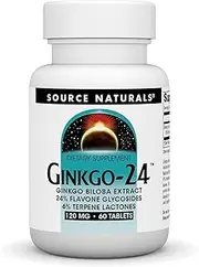 Source Naturals Ginkgo-24 - Ginkgo Biloba Extract 120 mg Supports Mental Acuity - 60 Tablets