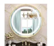 KeonJinn 24" x 24" Round Framed 3-Colors Dimmable LED Wall Mount Vanity Mirror
