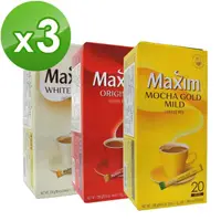 在飛比找momo購物網優惠-【Maxim】咖啡20入*3盒(原味/摩卡/白金)