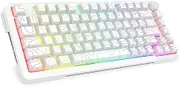 E-YOOSO Z82 Gasket Mechanical Keyboard, 75% Wireless Hot Swappable Gaming Keyboard with Five-Layer Padding&Knob, Bluetooth/2.4GHz/USB-C, RGB Backlit,Side Printed Keycap(White)