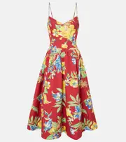 [Polo Ralph Lauren] Polo Ralph Lauren Floral cotton midi dress AU 16 red