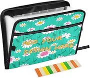 Custom Expandable File Folders 13 Pockets A4 Letter Size Customized Document Organizer with Zipper Closure for Office Supplies Lovely Daisy Floral Peach White Turquoise organizador