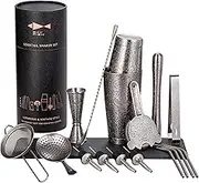SKY FISH Boston Cocktail Shaker Set, 3D Embossed Design Bartender Set, 18-Piece Cocktial Making Kit, Stainless Steel Barware Tool Set, Space Grey