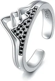 [Flpruy] 925 Sterling Silver Adjustable Toe Ring/Knuckle Ring - Flower/Mountain/Cat Ring Hawaiian Toe Rings for Women Girl Summer Beach Barefoot Jewelry