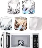 Cocktail Glasses Set - 6X Glass Cups,Irregular Drinking Glassware, 200ml Elegant Water Cups for Home Kitchen Bar Restaurant Hotel