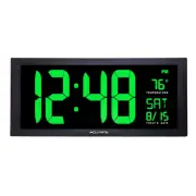 76101M Oversized LED Clock with Indoor Temperature, Date and Fold-Out Stand, ...