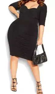city chic Small dress bustier elbow sleeve Plus Size 16 Black