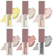 [Ronzille] Metallic Liquid Eyeshadow (Pack of 6) 3 ml Each (Golden-Godess, Champagne, Mollen Midnight, Diamond Dust, Smoky Storm, Rose Gold)