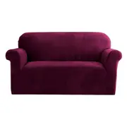 Velvet Sofa Cover Plush Couch Cover Lounge Slipcover 2 Seater Ruby Red