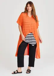 [Taking Shape] Taking Shape Chiffon Ada Layering Top Size 14-16 in Flame - Plus Size Women's Clothing Flame
