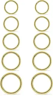 [Dyknasz] 10PCS 16G Surgical Steel Hinged Clicker Segment Septum Lip Nipple Ring Hoop Cartilage Tragus Helix Sleeper Earrings Piercing Jewelry for Women Men 8mm 10mm 12mm 14mm 16mm