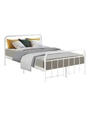 [Artiss] Leo Metal Bed Frame Double Size in White
