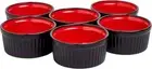 4 Oz Black and Red ramekins Ceramic Ramekin Set of 6, 4 Ounces ramekins. Perf...