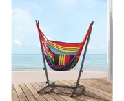 Gardeon Hammock Chair Outdoor Camping Hanging with Stand Rainbow