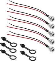 LT Easiyl 5pcs Threaded DC Power Socket Cable Jack Cord 20AWG Plated Copper Wire Pigtail With Dust Cap 15cm