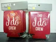 NEW Bridal Party Favors "THE I Do CREW" Can Coolers Koozies 10 Count Burgundy