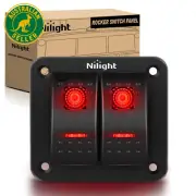 2 Gang Rocker Switch Panel 12V 24V DC Red Switches Aluminum Panel 5Pin on off Pr