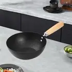 Wok 7.87inch Kitchen Cookware Pot Flat Bottom Skillet for Sautee Cooking Gas