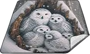 Joitme Snowy Owl White Picnic Blankets Heart Pattern, Oxford Picnic Blankets, Extra Large Picnic Blanket