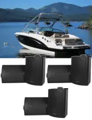 (6) Rockville HP5S Black 5.25" Marine Box Speakers with Swivel Bracket For Boats