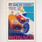 Galrie XV Grand Prix Automobile of Monaco 1957 Vintage Racing Art Poster, Wood Frame, A0 84 x 119cm (33 x 47inch)