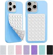 Silicone Octo Cup Buddy Sticky Grip Holder for Cellphone, Silicone Suction Phone Case Mount Double Sided, Hands-Free Phone Accessories Strong Grip Holder for Selfie and Video (White-2 Pack