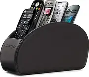 Londo Remote Control Holder with 5 Pockets - Store DVD, Blu-Ray, TV, Roku or Apple TV Remotes - PU Leather with Suede Lining - Slim, Compact Living or Bedroom Storage