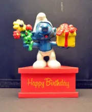 Smurf-A-Gram Smurf On Stand HAPPY BIRTHDAY SCHLEIGH PEYO