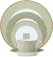 [Noritake] Infinity Green Gold 5-Piece Place Dinnerware Setting in Green/White