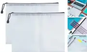 Mesh Zipper Pouch Bags,2 PCS A4 Sizes Mesh Pouch,Waterproof File Bags for Black
