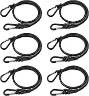 MOLADRI 24 inch Bungee Cords with Carabiner Hook, Black Short Heavy Duty Elastic Tie Downs Straps, Extra Strong Lastic Rope with Length Metal Buckle for Outdoor, Camping, Luggage, Bike Rack (6 Pack)