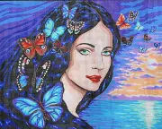 Needlepoint Tapestry Painted Canvas Gobelin 11590 - Young Lady. 20"x24"