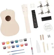 HAMPPLIES 1 Set DIY Ukulele Parts Kit Unfinished Ukulele Assembly for Parents Paint Your Own Design Safe Basswood Interactive Musical Instrument