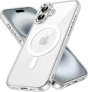JETech Magnetic Case for iPhone 16 Plus 6.7-Inch Compatible with MagSafe, Shockproof Phone Bumper Cover, Anti-Scratch Clear Back (Clear)