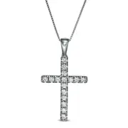 0.5 CT. T.W. Certified Lab-Created Diamond Cross Pendant in 14K White Gold (F/SI2)