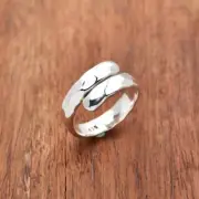 Solid 925 Sterling Silver Adjustable Hammered Ring Handmade jewellry For Women's